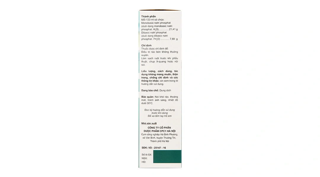 Dung dịch thụt trực tràng Golistin-enema trị táo bón chai 133ml - 1