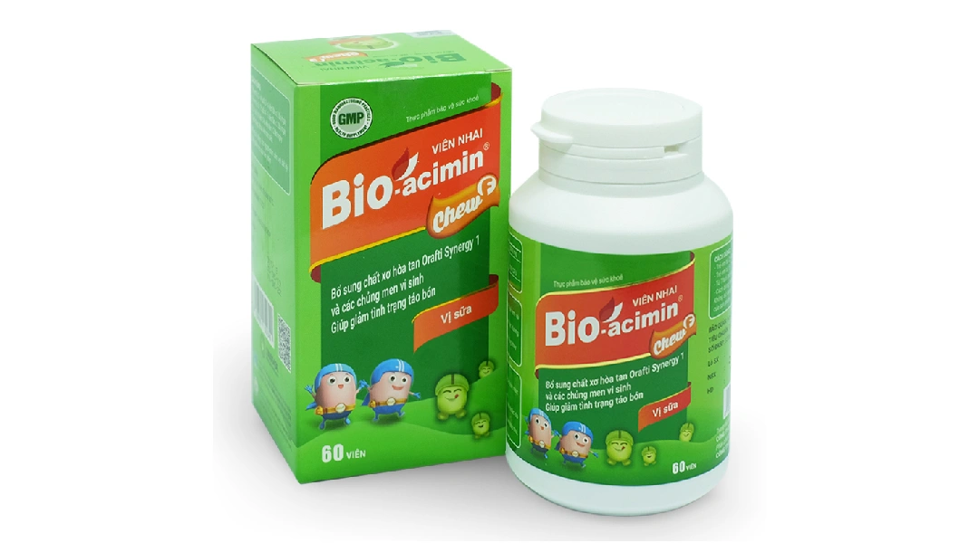Viên nhai Bio-acimin Chew F bổ sung chất xơ lọ 60 viên - 