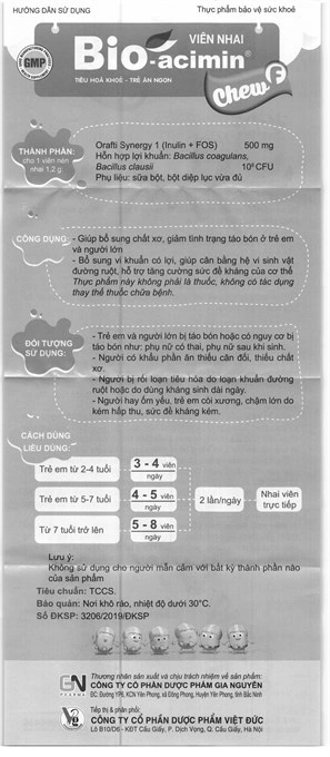 Viên nhai Bio-acimin Chew F bổ sung chất xơ lọ 60 viên - 5