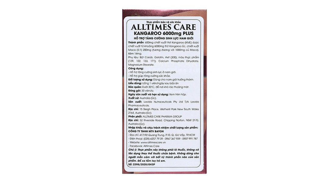 Viên Uống Tăng Cường Sinh Lý Nam Alltimes Care Kangaroo 6000mg Plus lọ 30 viên - 1