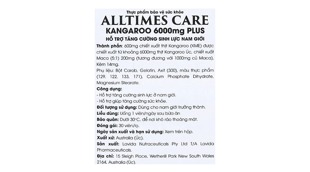 Viên Uống Tăng Cường Sinh Lý Nam Alltimes Care Kangaroo 6000mg Plus lọ 30 viên - 4