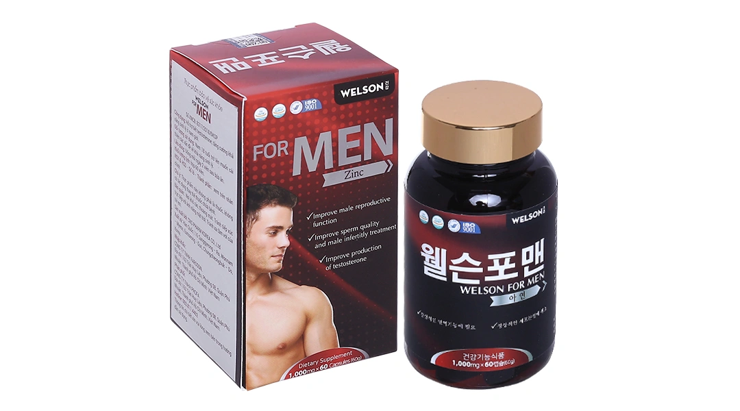 Welson For Men Zinc hỗ trợ tăng cường khả năng sinh lý nam hộp 60 viên - 