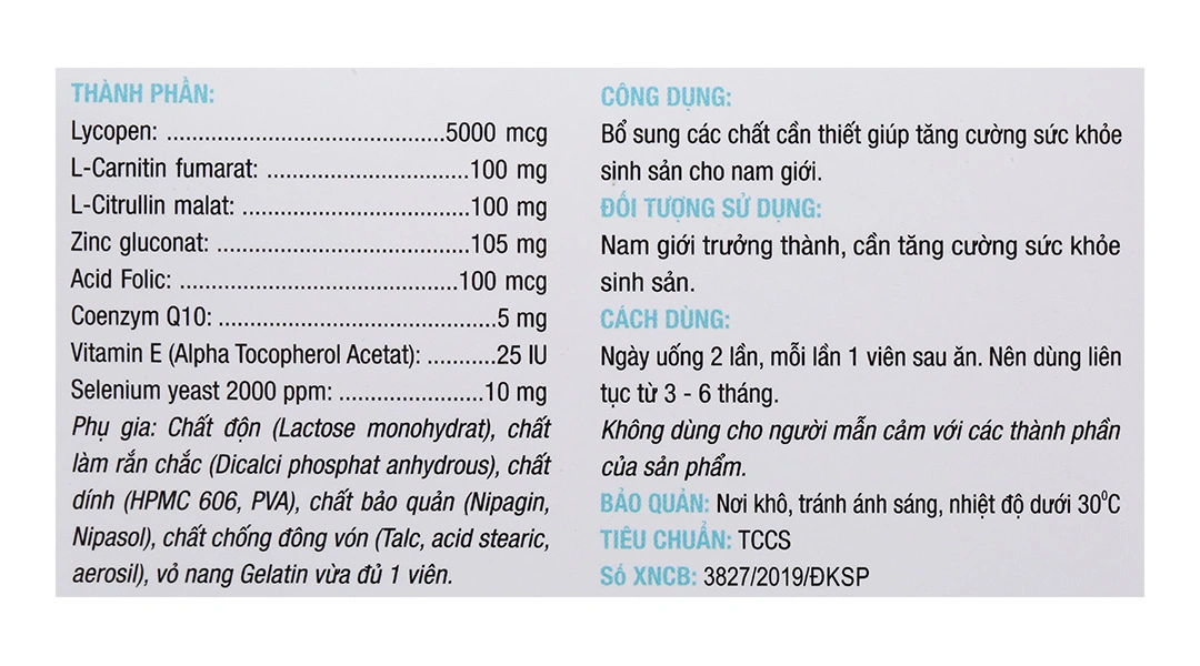 Thực phẩm bảo vệ sức khỏe Spermq Plus hộp 60 viên - 4