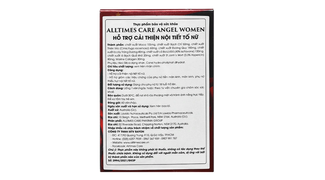 Viên Uống Hỗ Trợ Cải Thiện Nội Tiết Tố Nữ Alltimes Care Angel Women hộp 60 viên - 1