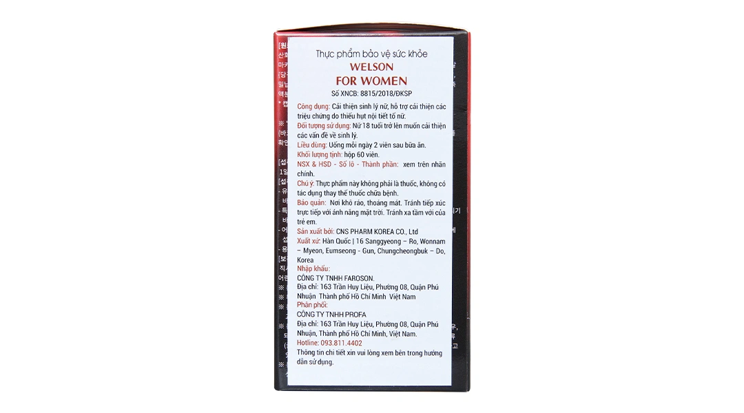Welson For Women hỗ trợ cải thiện sinh lý nữ hộp 60 viên - 2