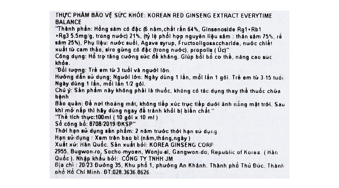Thực phẩm bảo vệ sức khỏe Korean Red Ginseng Extract Everytime Balance hộp 30 gói - 3