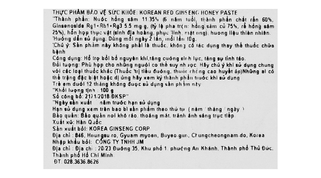 Korean Red Ginseng Honey Paste bồi bổ cơ thể hũ 100g - 5