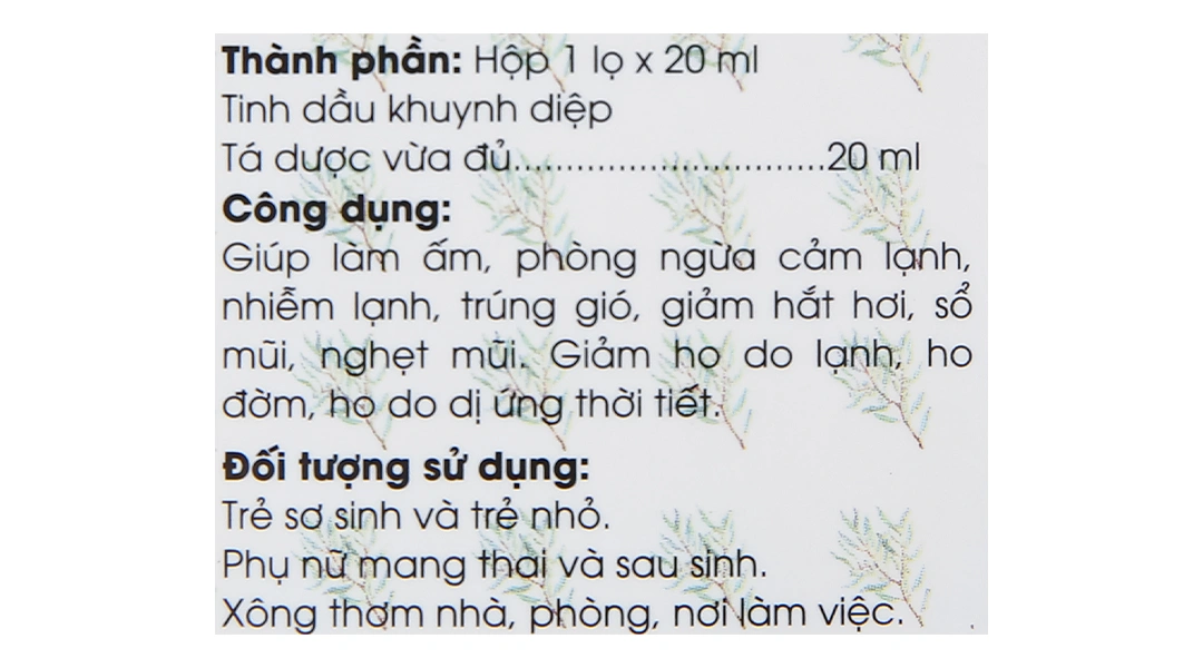 Tinh dầu khuynh diệp Con Yêu giữ ấm, giảm ho do cảm lạnh chai 20ml - 5