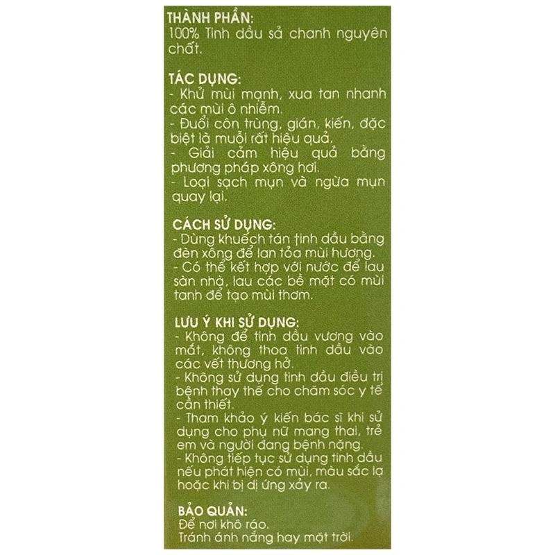 Tinh dầu sả chanh Con Yêu xông hơi, xua muỗi chai 20ml - 5