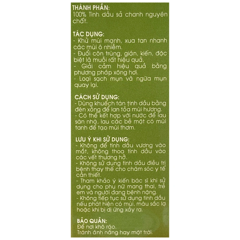 Tinh dầu sả chanh Con Yêu xông hơi, xua muỗi chai 20ml - 7