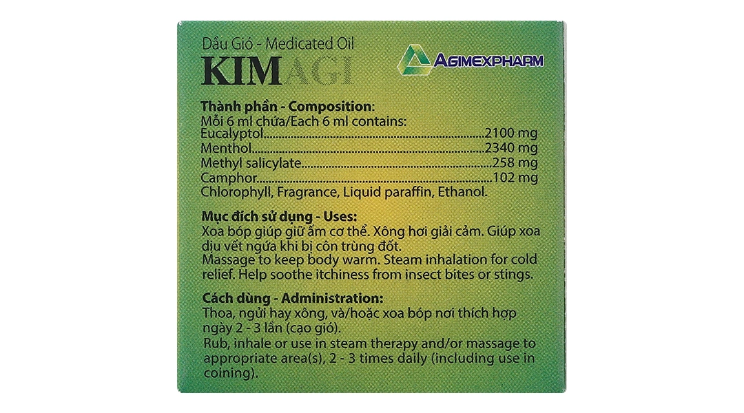 Dầu gió Kim Agi giữ ấm, dịu vết ngứa chai 6ml - 1