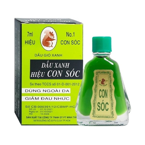 Dầu gió xanh hiệu Con Sóc giảm nhức đầu, đau bụng