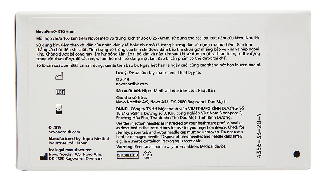 Đầu kim Novofine 31G (0,25 x 6mm) dùng cho bút tiêm của Novo Nordisk - 3