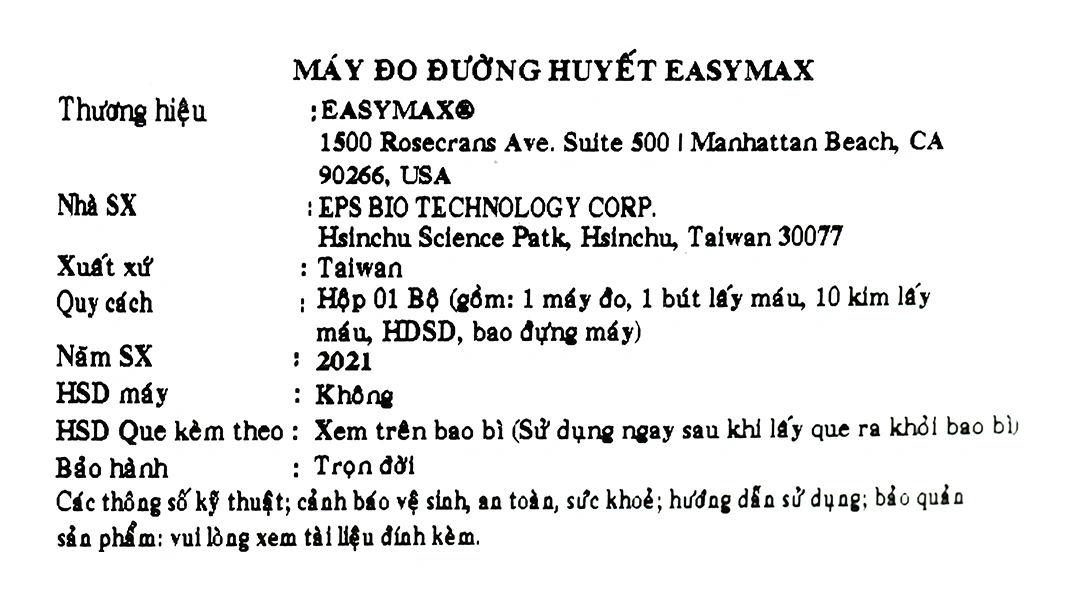 Máy đo đường huyết EasyMax MU (mg/dl) - 5