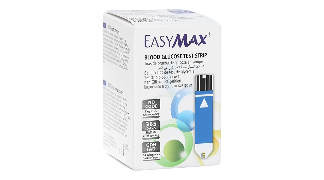 Que thử đường huyết EasyMax hộp 25 que - 
