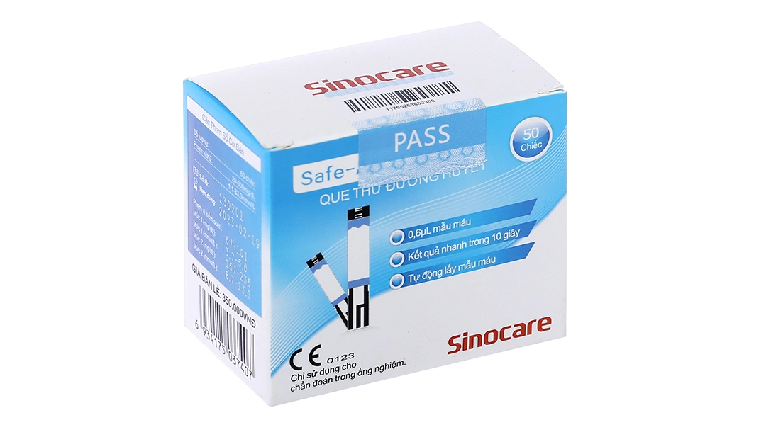 Que thử đường huyết Sinocare hộp 50 que - 
