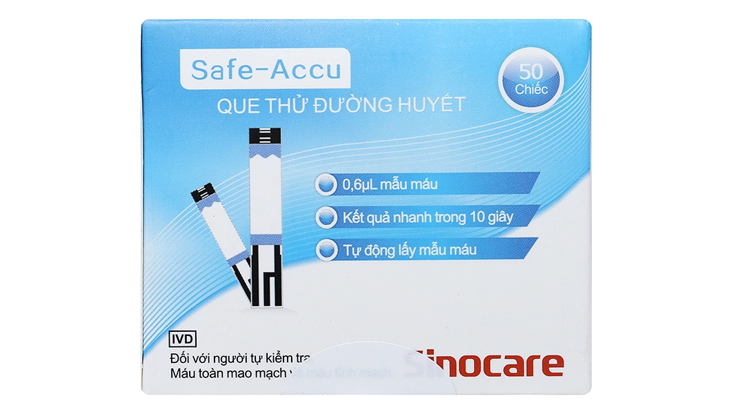 Que thử đường huyết Sinocare hộp 50 que - 1