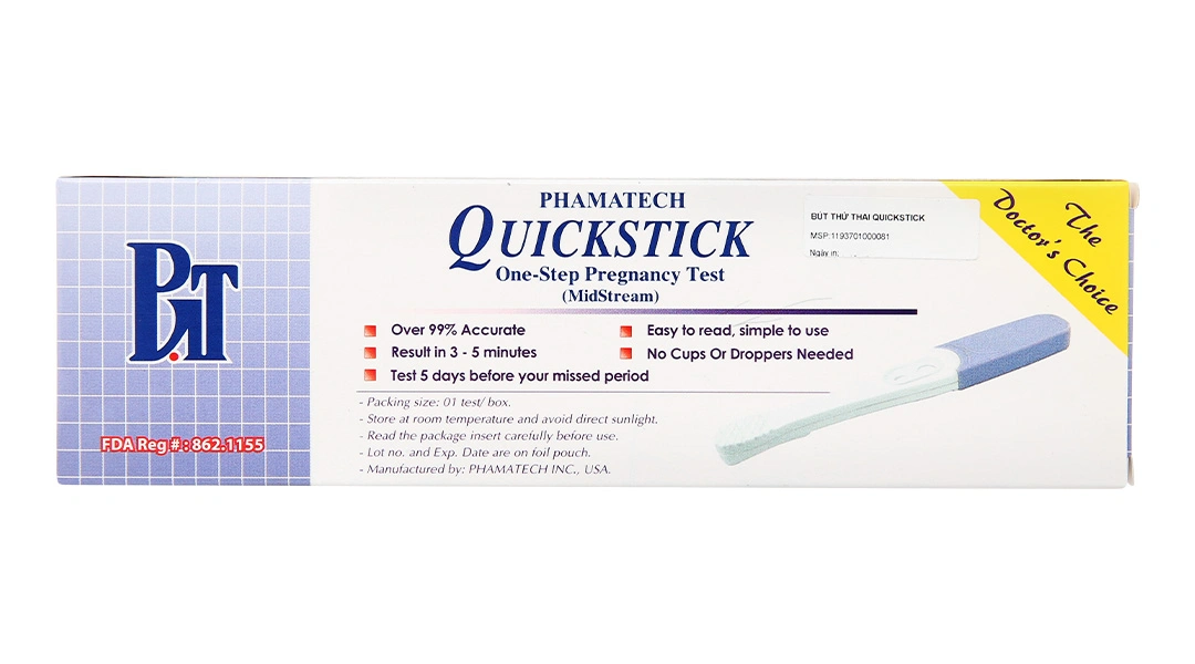 Bút thử thai nhanh Quickstick Midstream hộp 1 que - 2