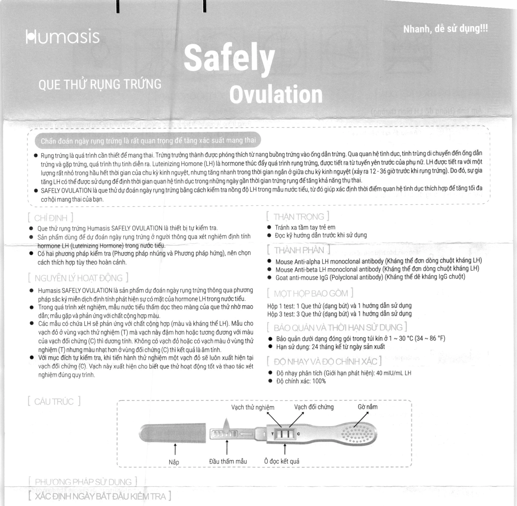 Que thử rụng trứng Safely Ovulation hộp 3 que thử - 12
