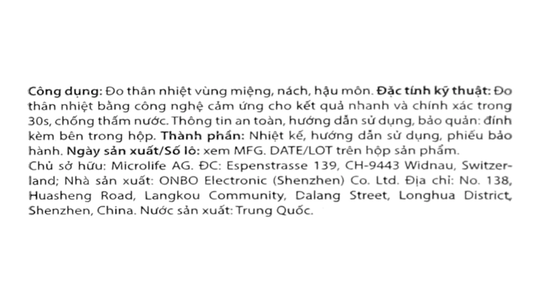 Nhiệt kế điện tử đo thân nhiệt Microlife MT500 - 8