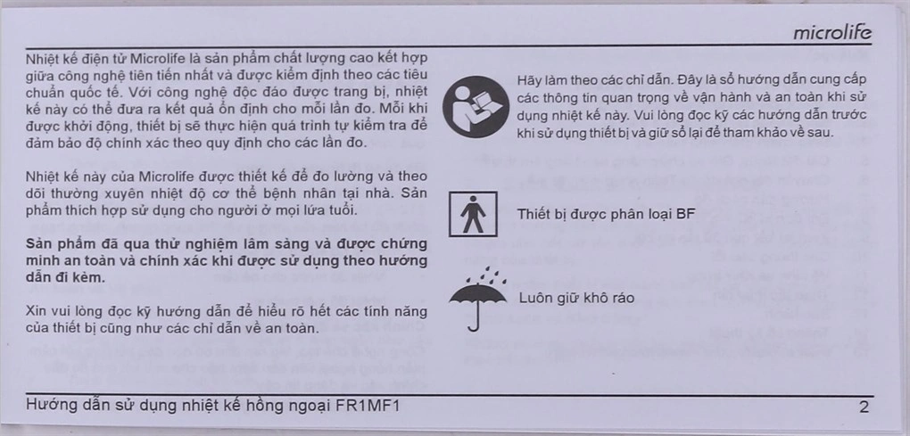 Nhiệt kế hồng ngoại đo trán Microlife FR1MF1 - 11