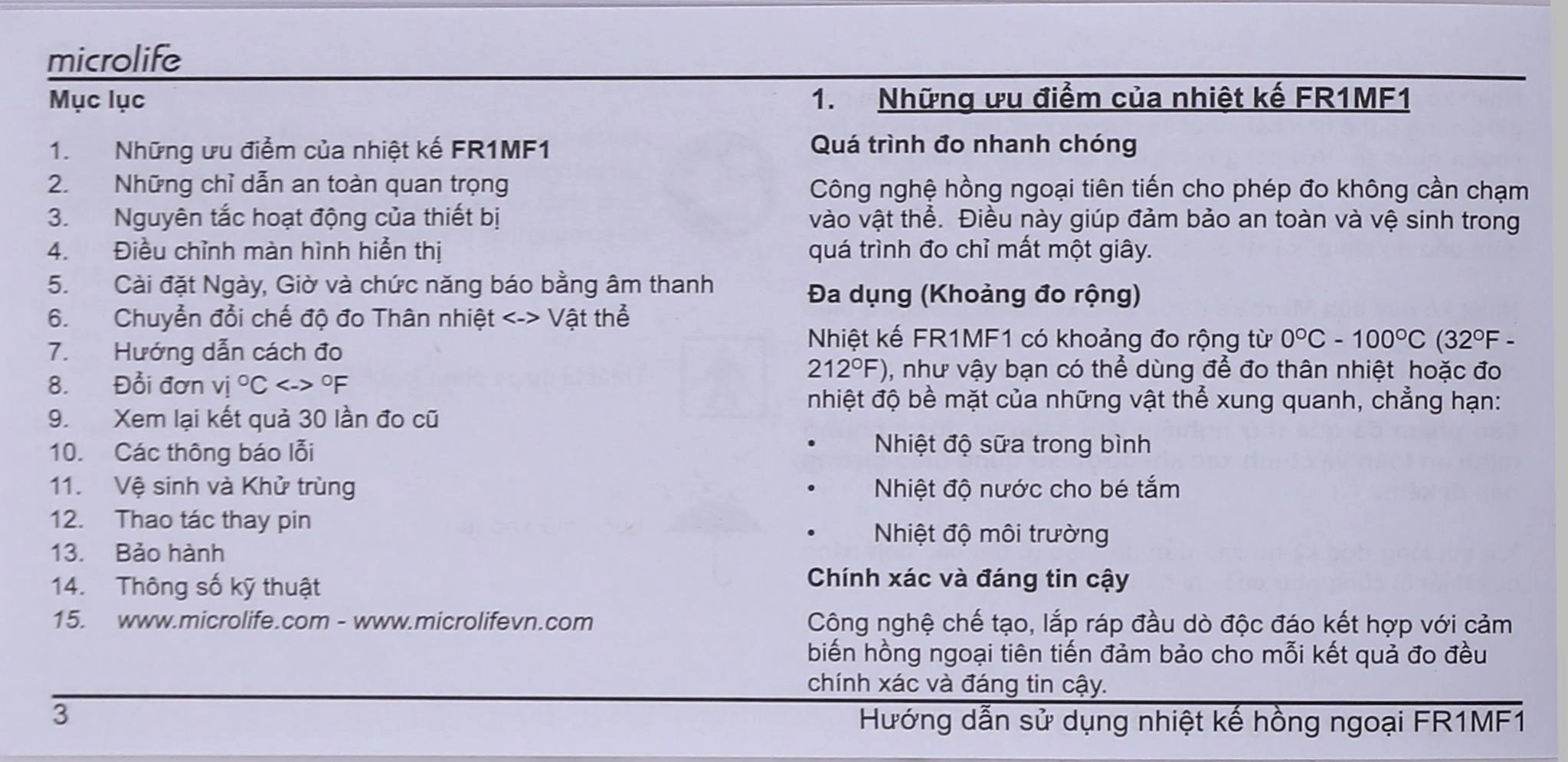 Nhiệt kế hồng ngoại đo trán Microlife FR1MF1 - 12