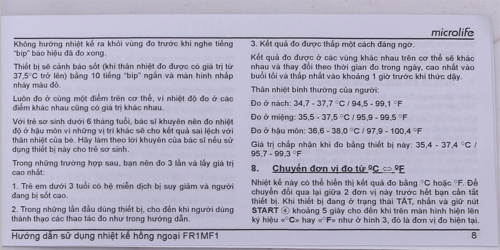 Nhiệt kế hồng ngoại đo trán Microlife FR1MF1 - 17