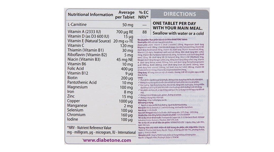 Vitabiotics Diabetone hộp 30 viên - 2