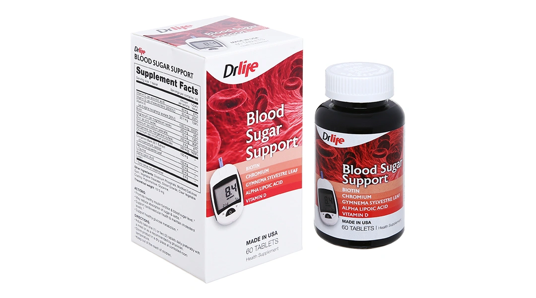 Drlife Blood Sugar Support hỗ trợ cải thiện chỉ số đường huyết hộp 60 viên - 