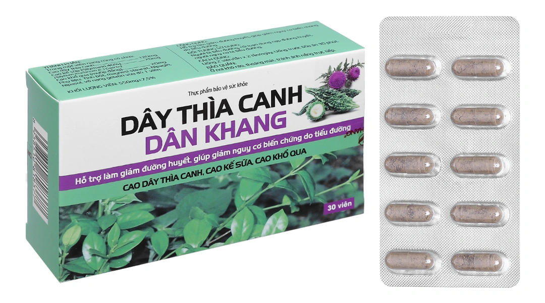 Dây Thìa Canh Dân Khang hỗ trợ làm giảm đường huyết hộp 30 viên - 