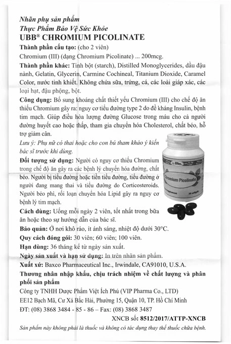 Ubb Chromium Picolinate lọ 60 viên - 6