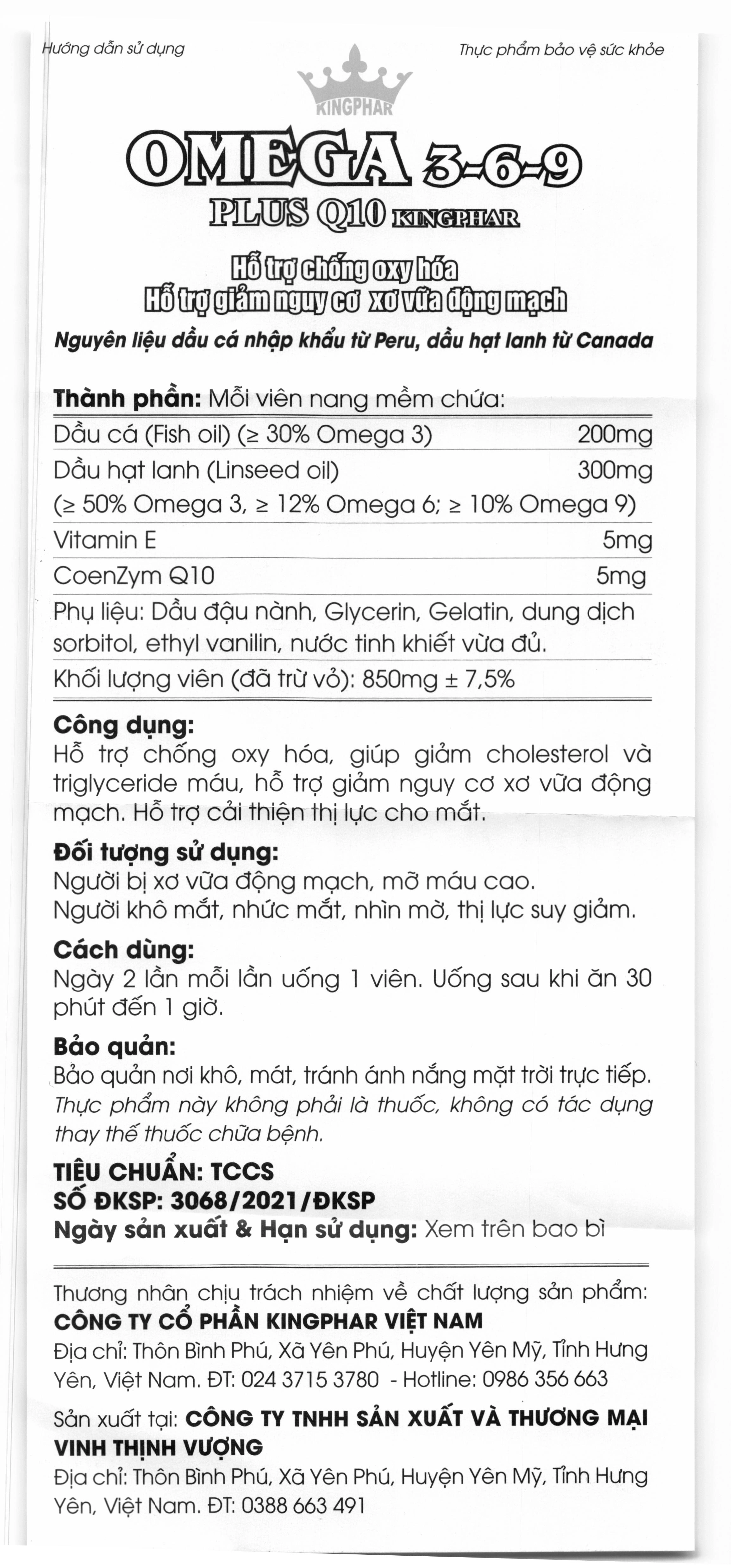Kingphar Omega 3,6,9 Plus Q10 lọ 100 viên - 4