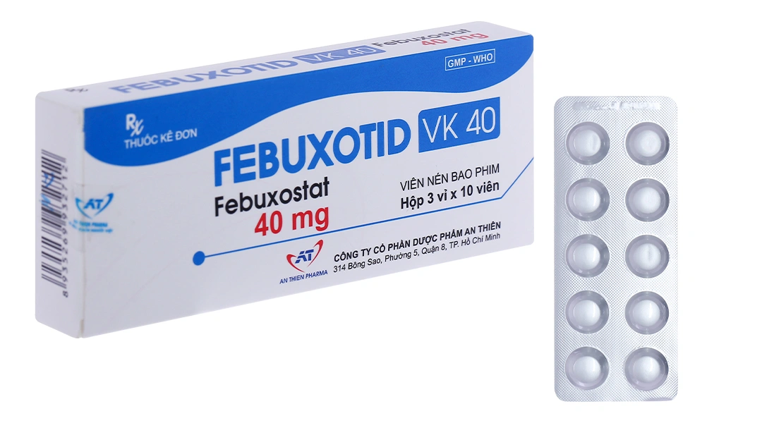 Febuxotid VK 40 trị gout, tăng acid uric huyết (3 vỉ x 10 viên) - 