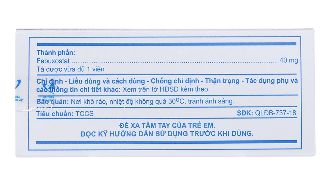 Febuxotid VK 40 trị gout, tăng acid uric huyết (3 vỉ x 10 viên) - 2