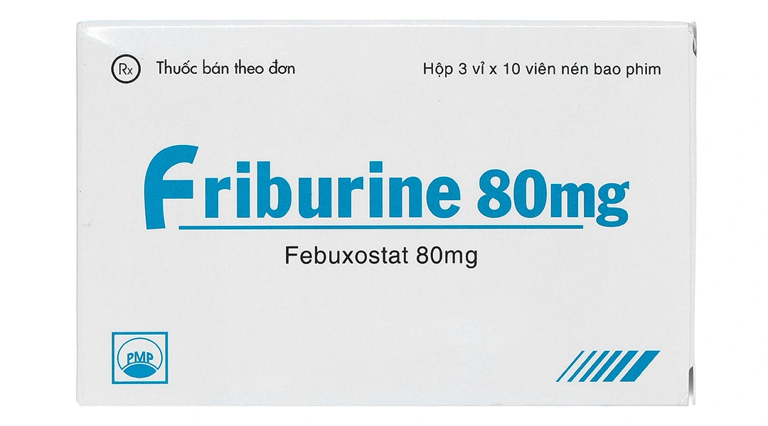 Friburine 80mg trị tăng acid uric huyết ở bệnh nhân bị gout mạn tính (3 vỉ x 10 viên) - 1