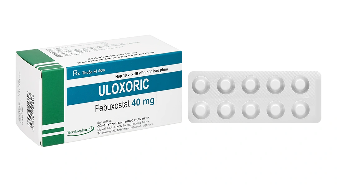 Uloxoric 40mg trị tăng Acid uric huyết mạn tính ở những bệnh nhân Gút (10 vỉ x 10 viên) - 
