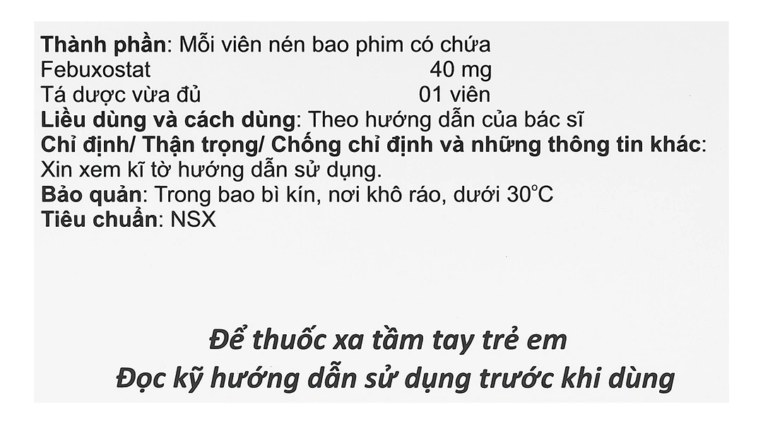 Uloxoric 40mg trị tăng Acid uric huyết mạn tính ở những bệnh nhân Gút (10 vỉ x 10 viên) - 5