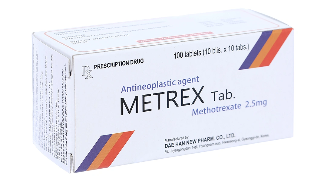 Metrex Tab 2.5mg điều trị khối u, vảy nến, viêm khớp dạng thấp (10 vỉ x 10 viên) - 1