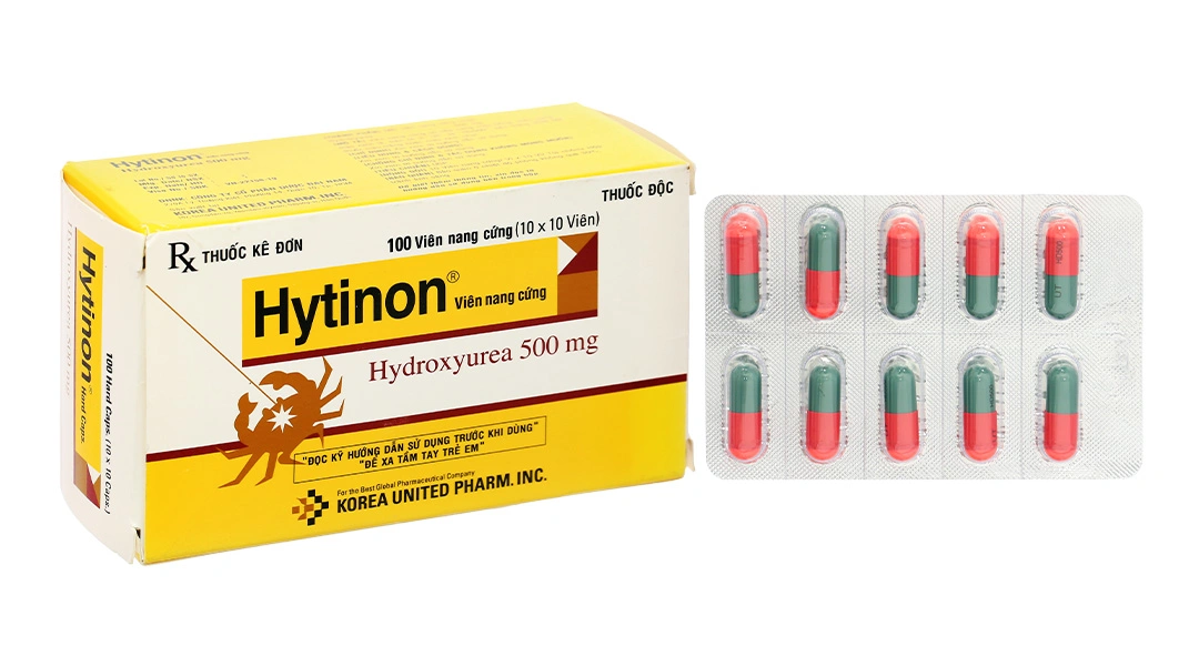 Hytinon 500mg chỉ định điều trị bạch cầu mạn tính dòng tủy (10 vỉ x 10 viên) - 