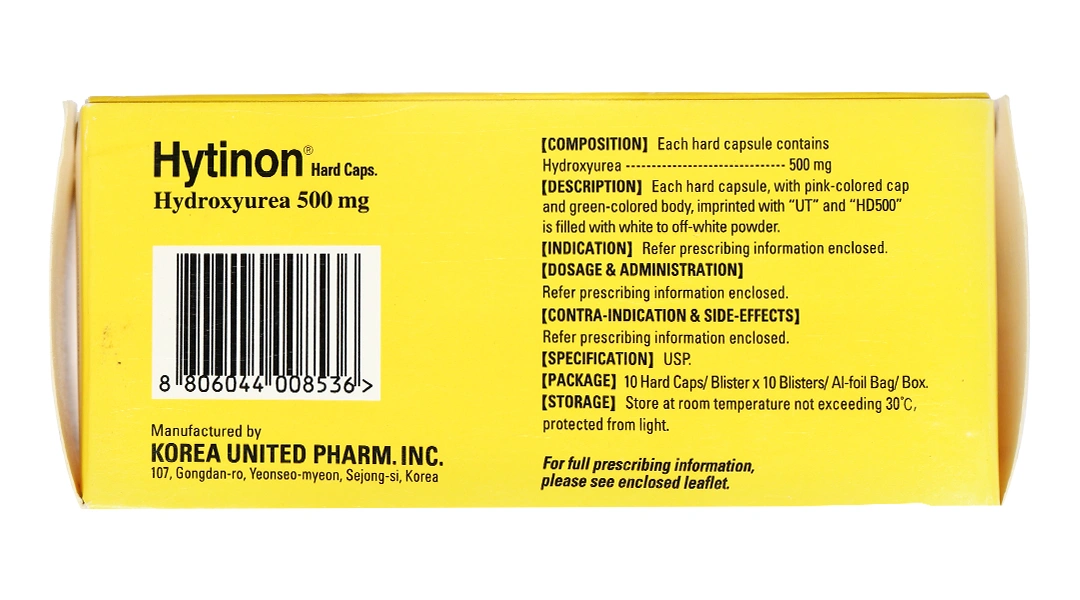 Hytinon 500mg chỉ định điều trị bạch cầu mạn tính dòng tủy (10 vỉ x 10 viên) - 3