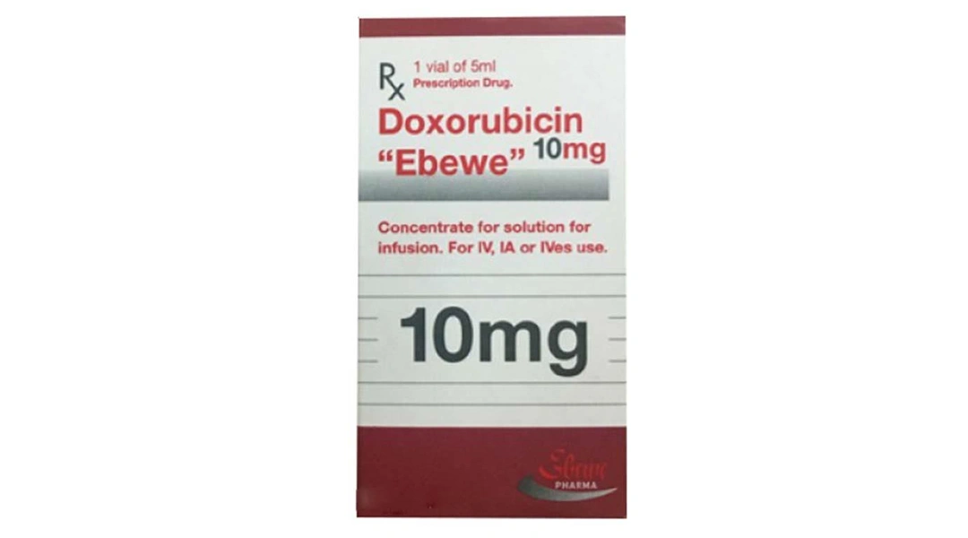 Dung dịch tiêm Doxorubicin Ebewe 10mg/5ml điều trị u cứng, ung thư máu chai 5ml - 