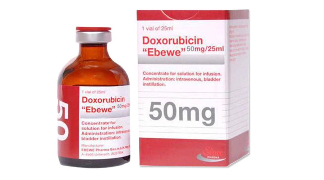 Dung dịch tiêm Doxorubicin Ebewe 10mg/5ml điều trị u cứng, ung thư máu chai 25ml - 