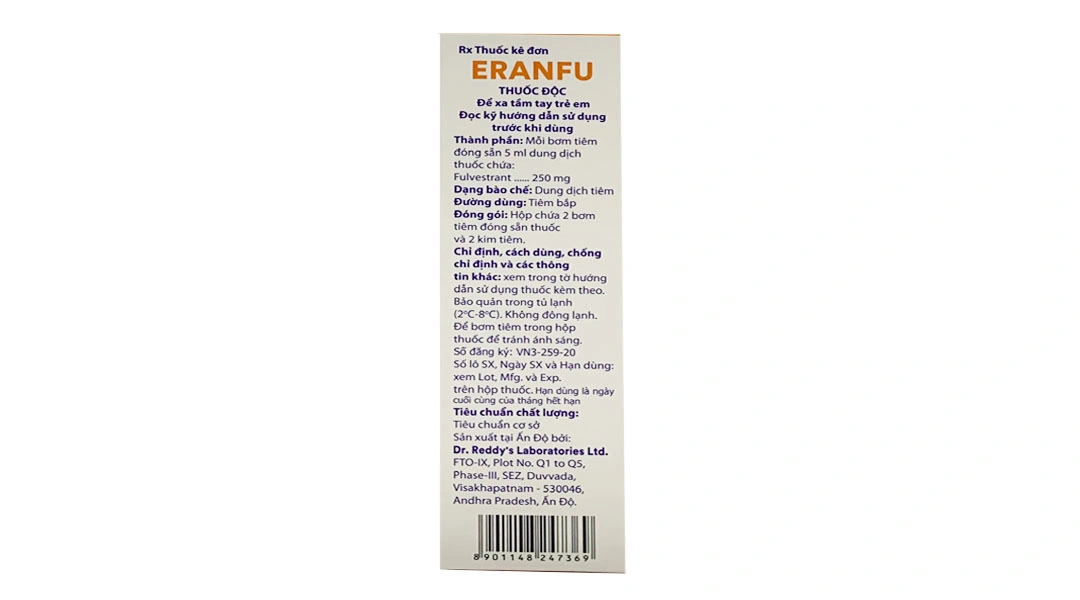 Thuốc tiêm Eranfu 250mg/5ml điều trị ung thư vú ở phụ nữ sau mãn kinh (2 bơm tiêm x 5ml) - 1