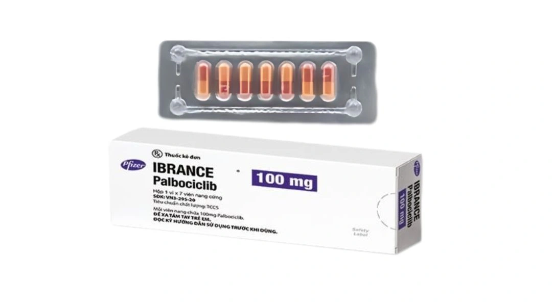Ibrance 100mg Pfizer chỉ định điều trị một số trường hợp ung thư vú (1 vỉ x 7 viên) - 