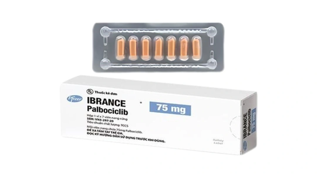 Ibrance 75mg Pfizer chỉ định điều trị một số trường hợp ung thư vú (1 vỉ x 7 viên) - 