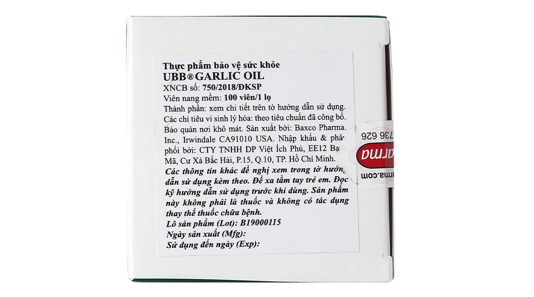 UBB Garlic Oil hỗ trợ tiêu hóa, giảm mỡ máu lọ 100 viên - 3