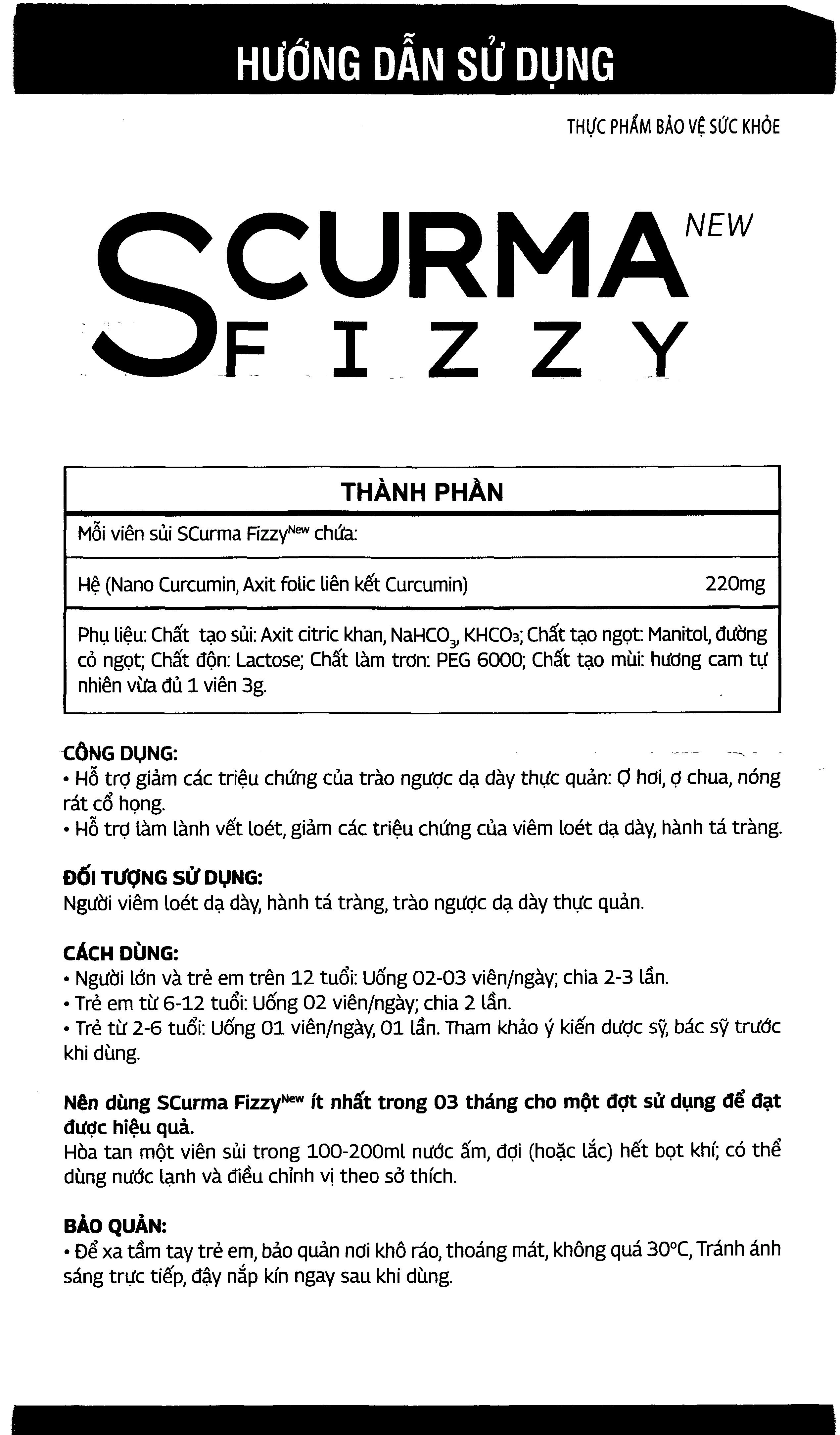 Scurma Fizzy giảm triệu chứng trào ngược dạ dày, thực quản hộp 2 tuýp x 10 viên - 6