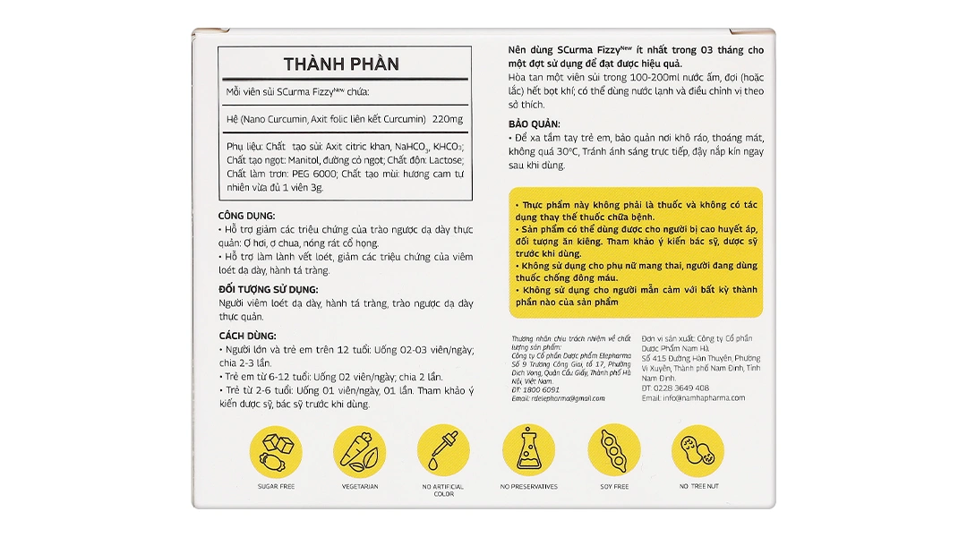 Scurma Fizzy giảm triệu chứng trào ngược dạ dày, thực quản hộp 2 tuýp x 10 viên - 2