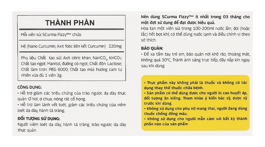 Scurma Fizzy giảm triệu chứng trào ngược dạ dày, thực quản hộp 2 tuýp x 10 viên - 3