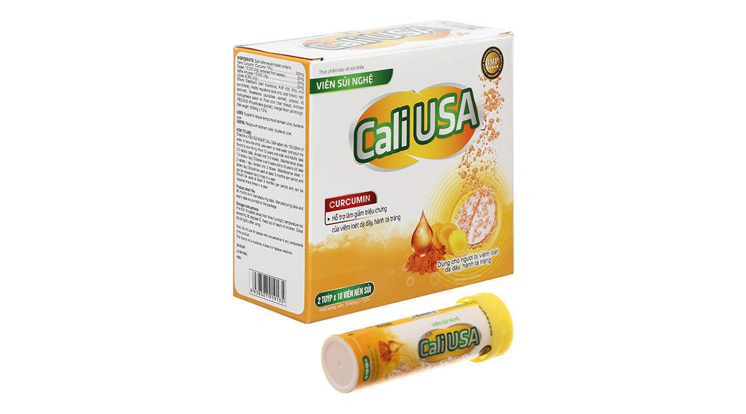 Viên Sủi Nghệ Cali USA hỗ trợ giảm viêm loét dạ dày tá tràng hộp 2 tuýp x 10 viên - 1
